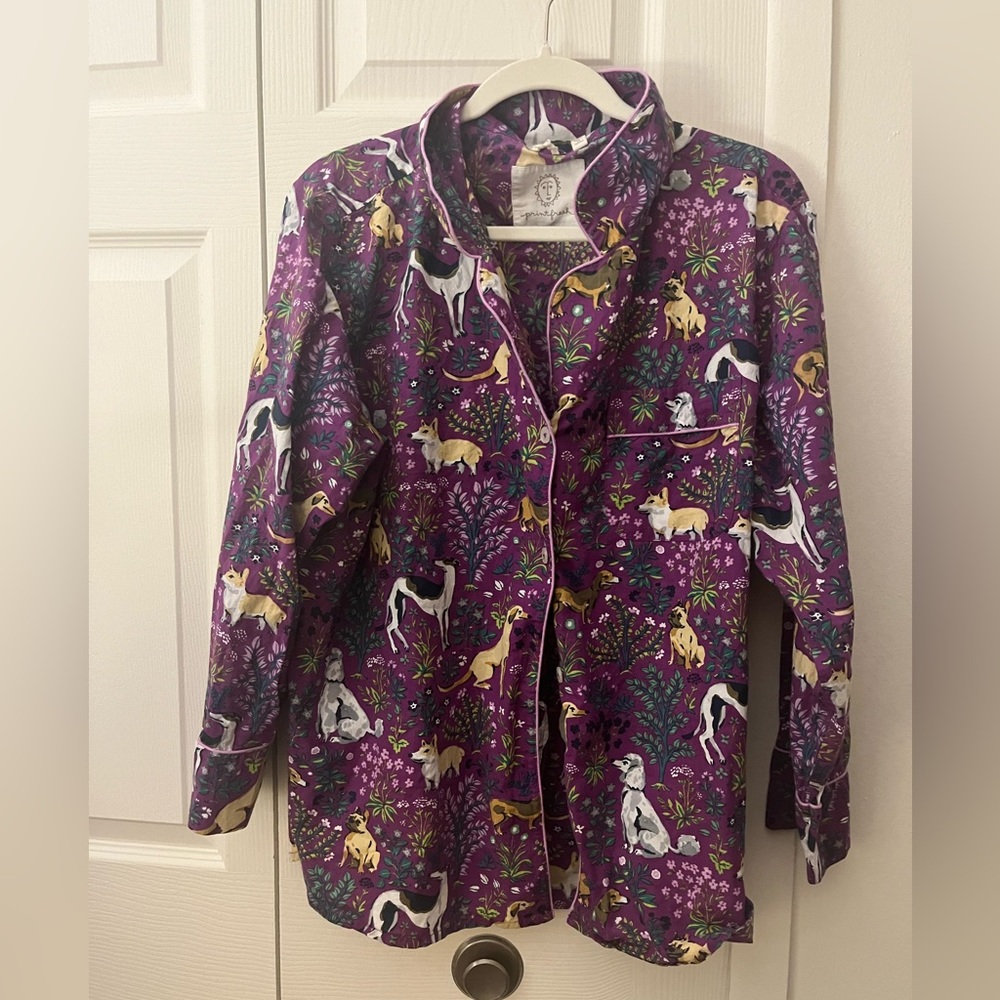 Printfresh pajama top only, “for the love of dogs” print